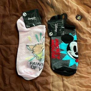 Disney ankle no show socks Bambi Mickey Mouse size 9-11
